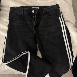 Redial from Nasty Gal | straight leg black denim jeans with white stripe